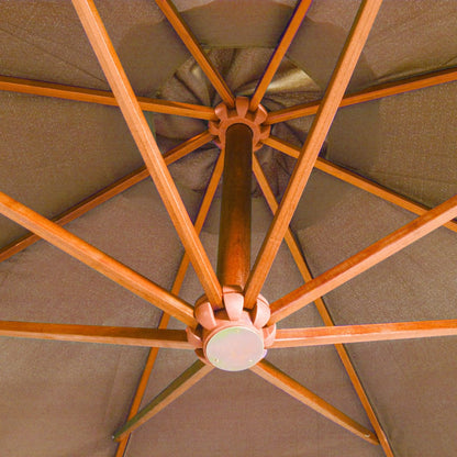 Hanging Garden Parasol with Pole Taupe 3.5x2.9 m Solid Fir Wood