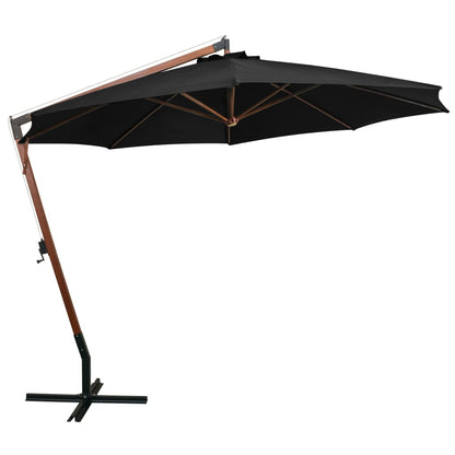 Hanging Garden Parasol | Black | Fir Wood, Bamboo, Polyester, Iron