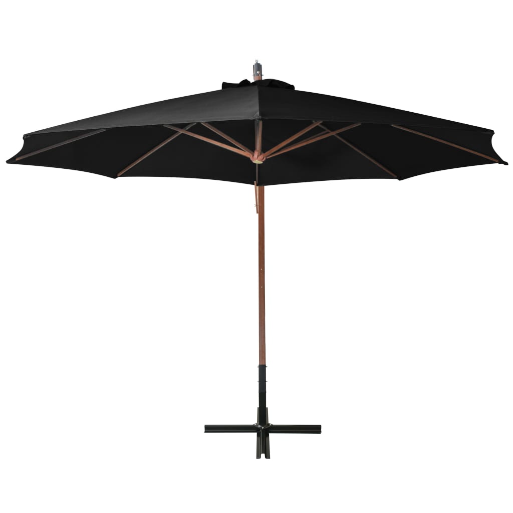 Hanging Garden Parasol | Black | Fir Wood, Bamboo, Polyester, Iron