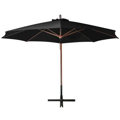 Hanging Garden Parasol | Black | Fir Wood, Bamboo, Polyester, Iron