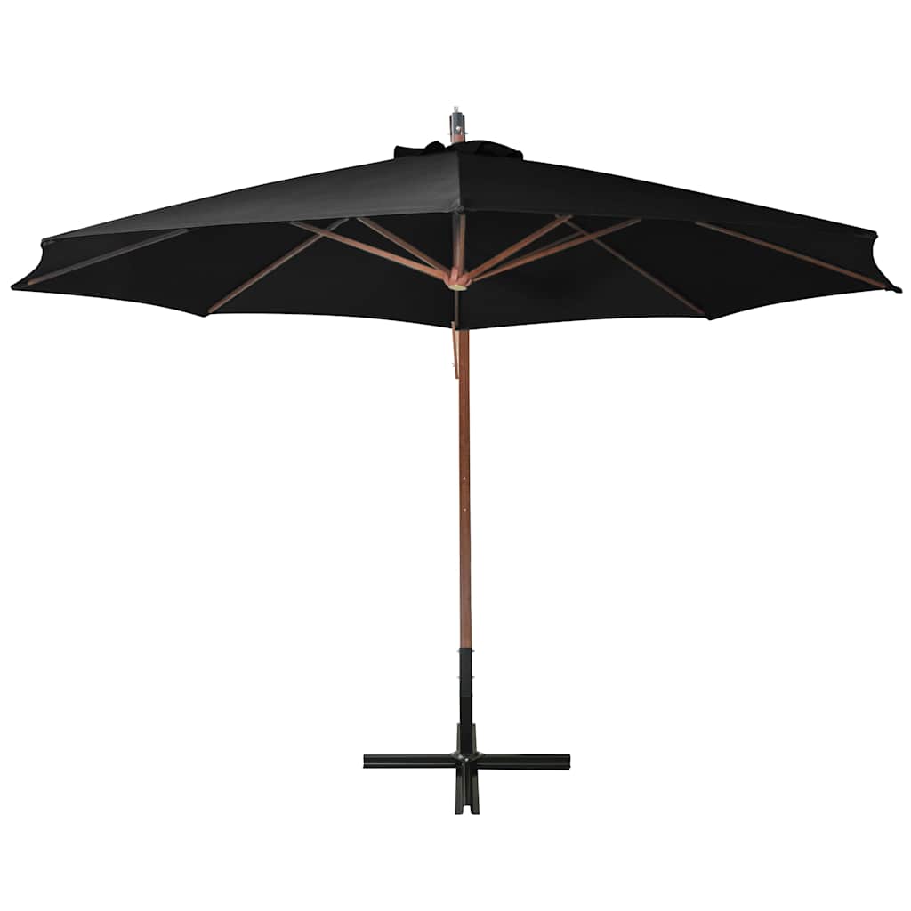 Hanging Garden Parasol with Pole Black 3,5x2,9 m Solid Fir Wood