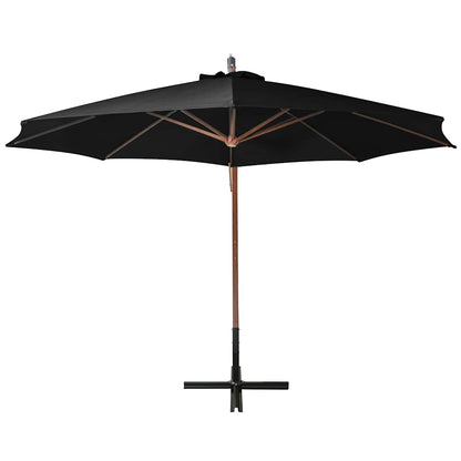 Hanging Garden Parasol with Pole Black 3,5x2,9 m Solid Fir Wood