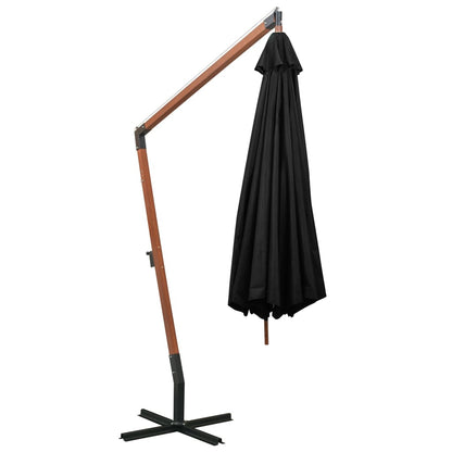 Hanging Garden Parasol | Black | Fir Wood, Bamboo, Polyester, Iron