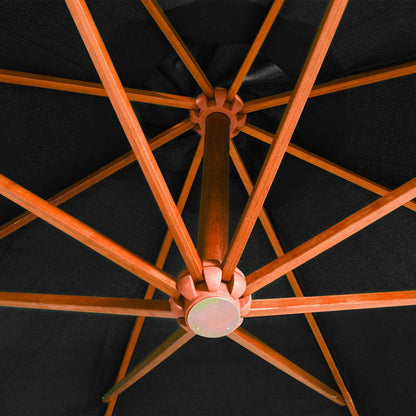 Hanging Garden Parasol with Pole Black 3,5x2,9 m Solid Fir Wood