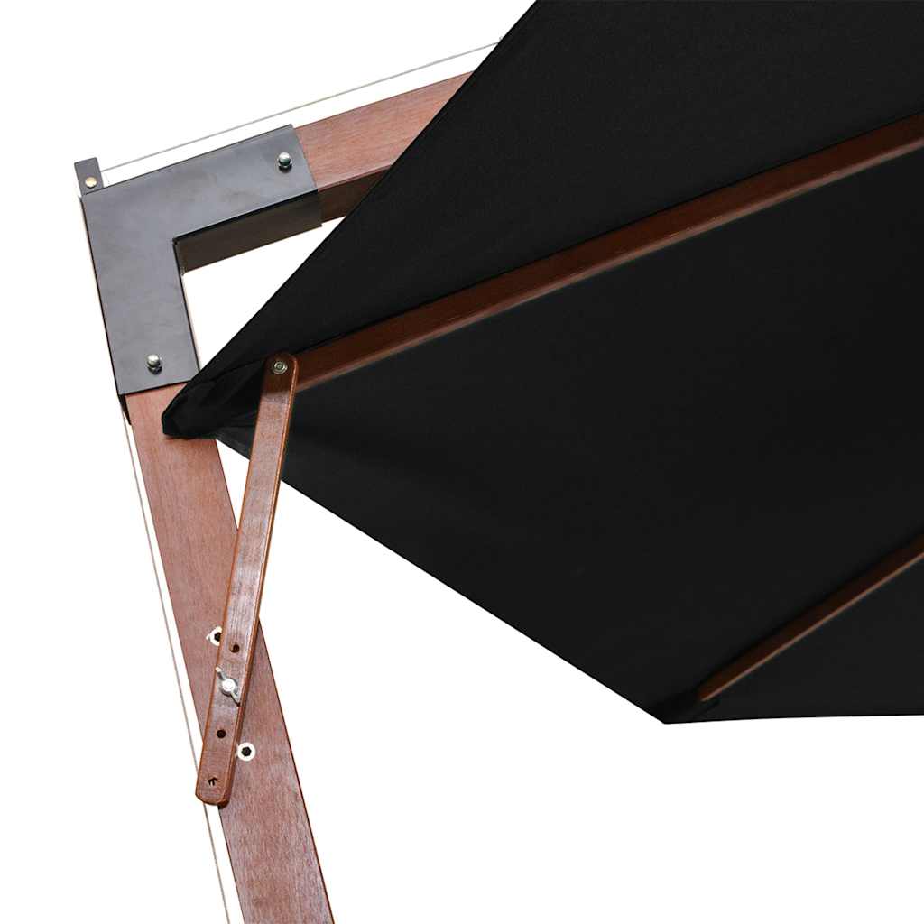 Hanging Garden Parasol with Pole Black 3,5x2,9 m Solid Fir Wood