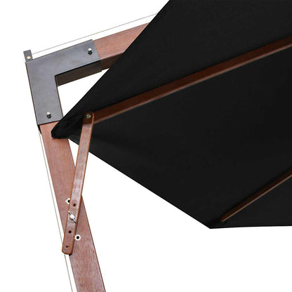 Hanging Garden Parasol with Pole Black 3,5x2,9 m Solid Fir Wood