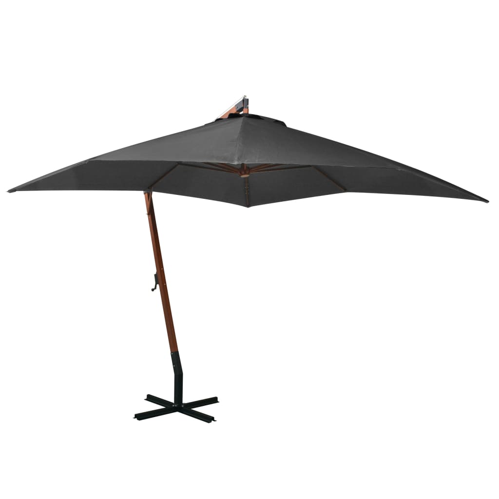 Hanging Garden Parasol | Anthracite | Solid fir wood, bamboo, polyester