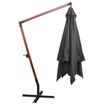 Hanging Garden Parasol with Pole Anthracite 3x3m Solid Fir Wood