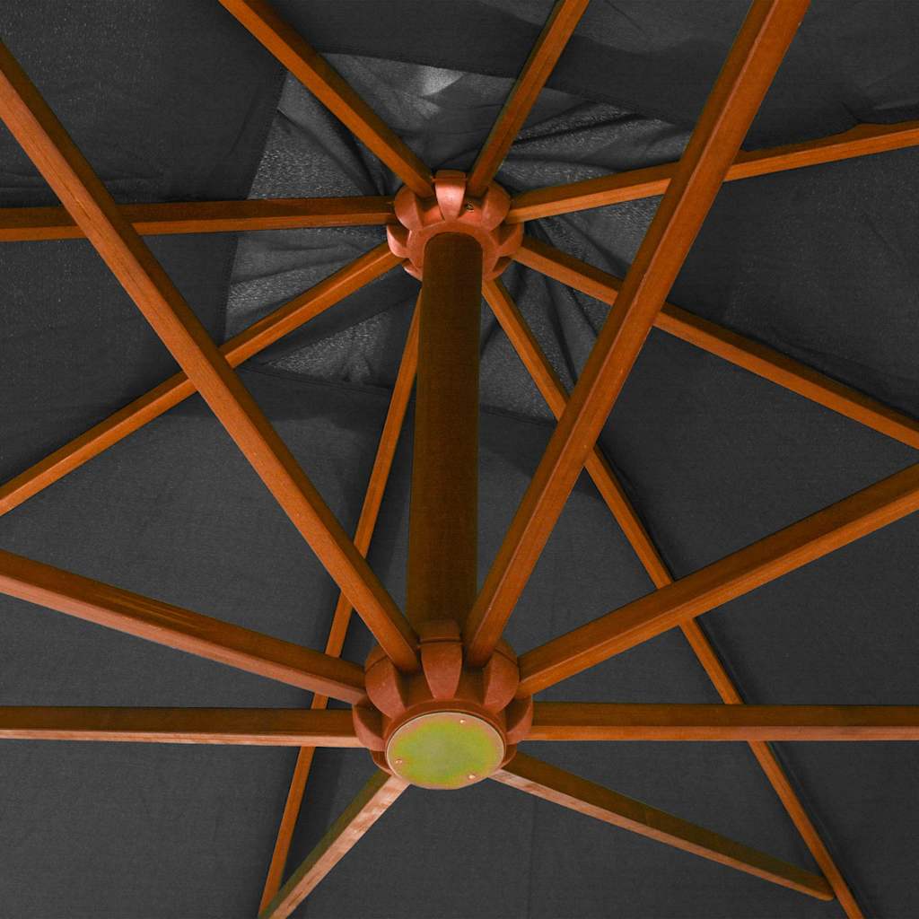 Hanging Garden Parasol with Pole Anthracite 3x3m Solid Fir Wood