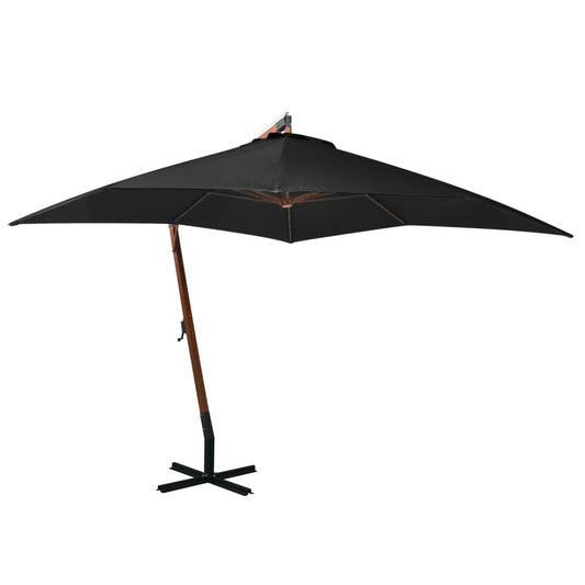 Hanging Garden Parasol | Black | Fir Wood | Large | Adjustable Armrests