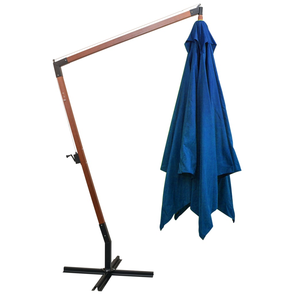 Hanging Garden Parasol with Pole Azure Blue 3x3 m Solid Fir Wood