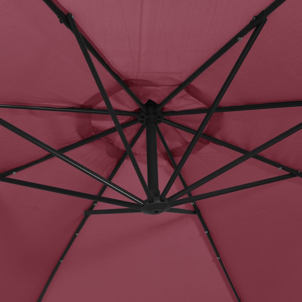 Cantilever Garden Parasol | Bordeaux Red | Polyester Fabric, Metal