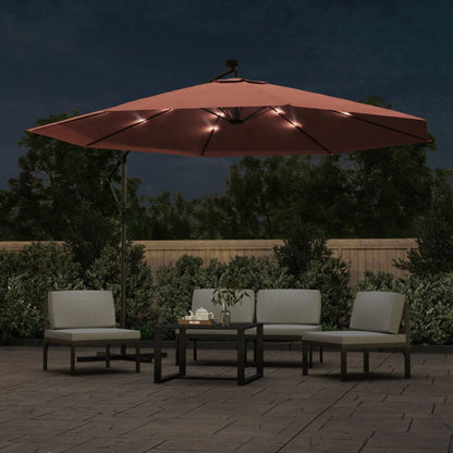 Cantilever Garden Parasol with LED Lights Terracotta 350 cm