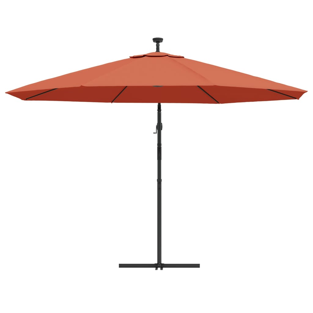 Cantilever Garden Parasol with LED Lights Terracotta 350 cm