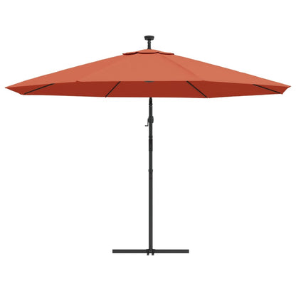 Cantilever Garden Parasol with LED Lights Terracotta 350 cm