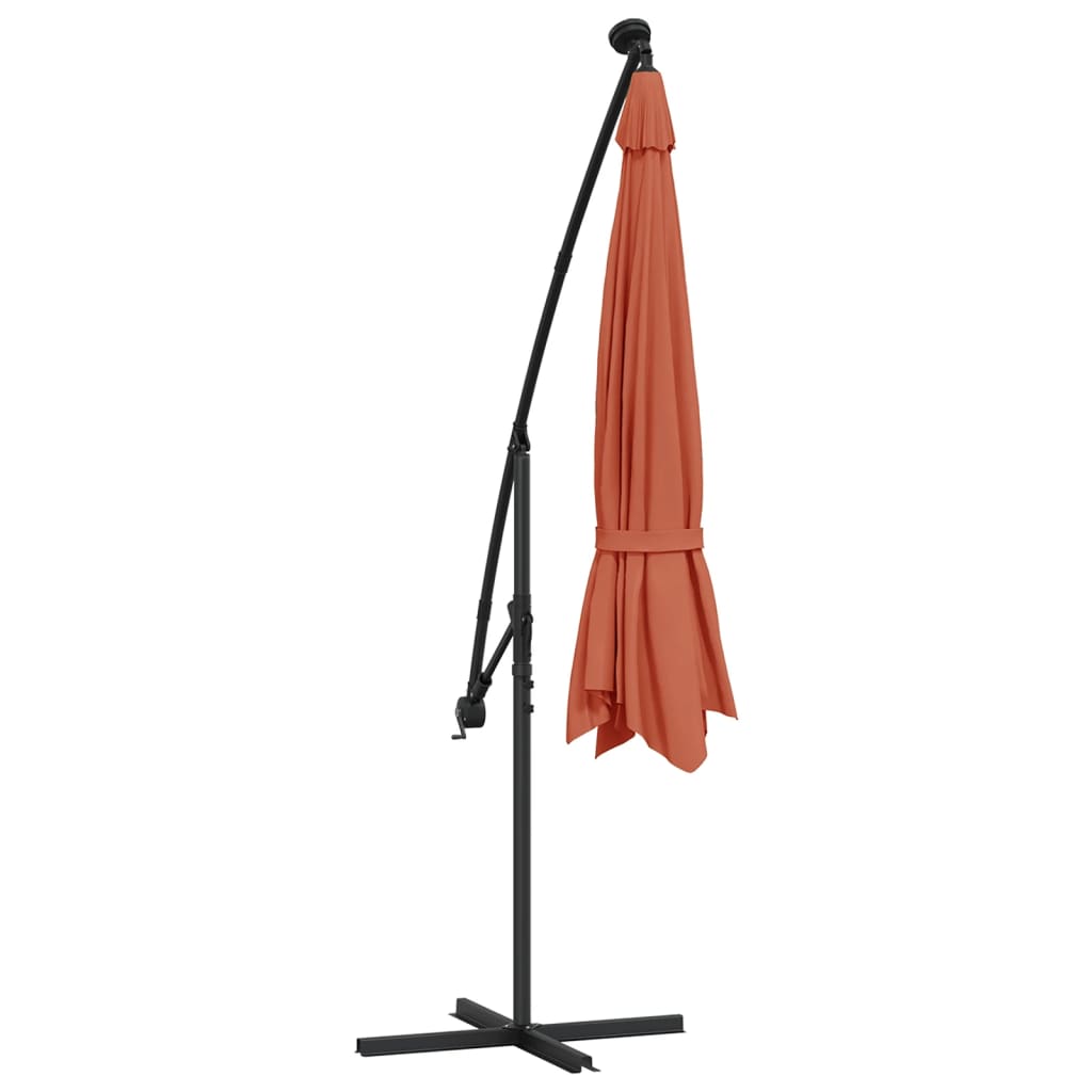 Cantilever Garden Parasol with LED Lights Terracotta 350 cm