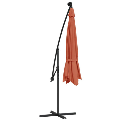 Cantilever Garden Parasol with LED Lights Terracotta 350 cm