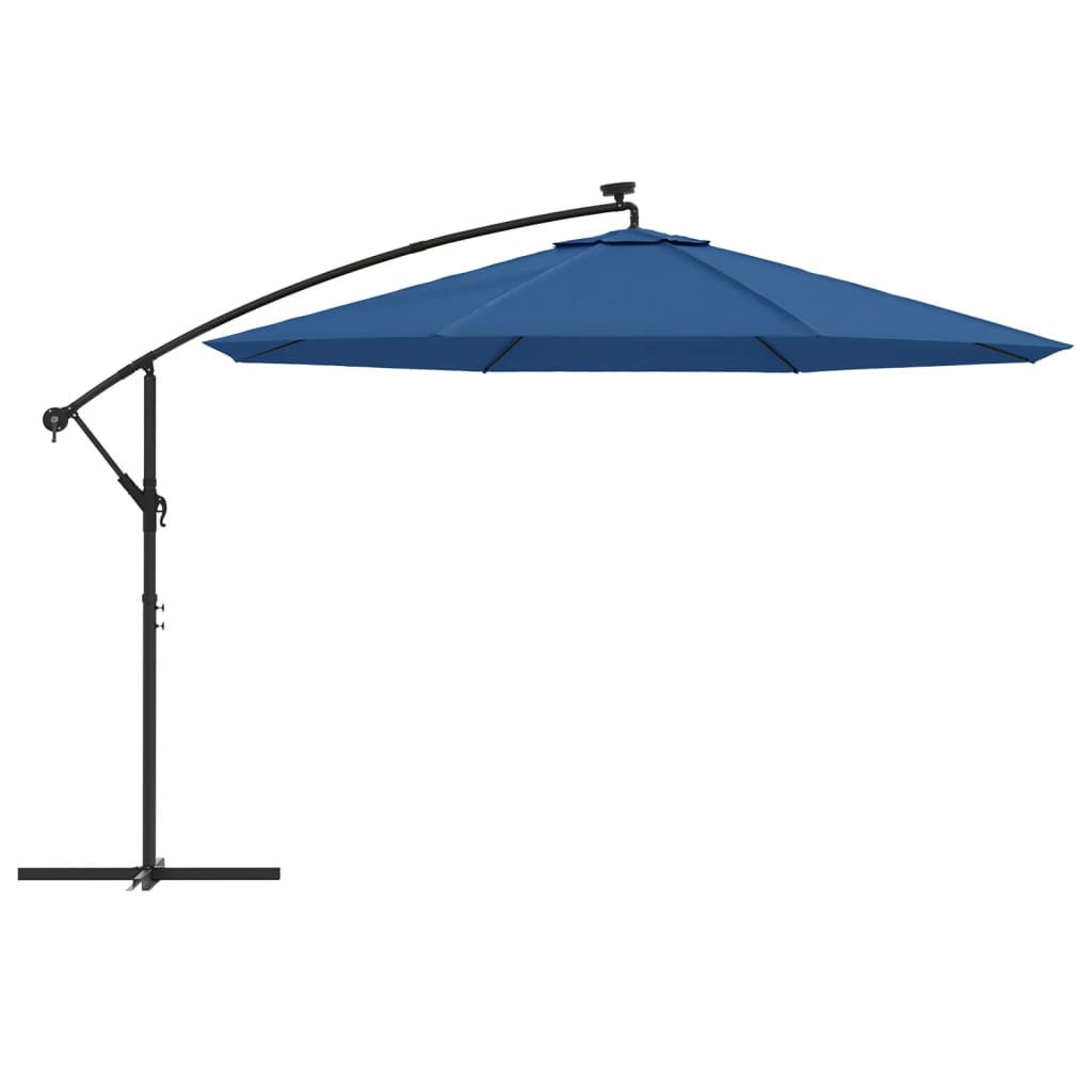 Cantilever Garden Parasol with LED Lights Azure Blue 350 cm