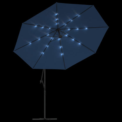 Cantilever Garden Parasol with LED Lights Azure Blue 350 cm