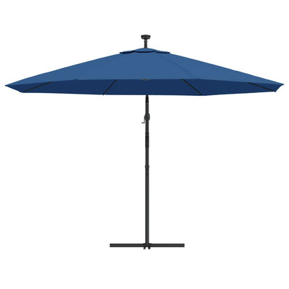 Cantilever Garden Parasol with LED Lights Azure Blue 350 cm