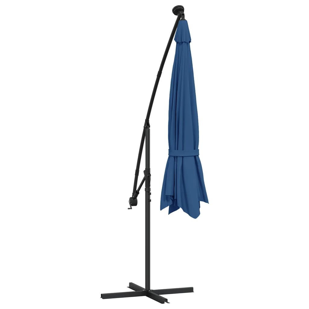 Cantilever Garden Parasol with LED Lights Azure Blue 350 cm