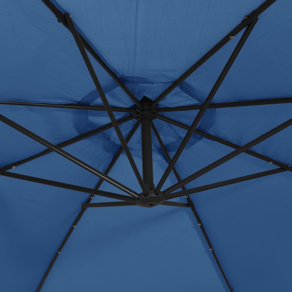 Cantilever Garden Parasol with LED Lights Azure Blue 350 cm