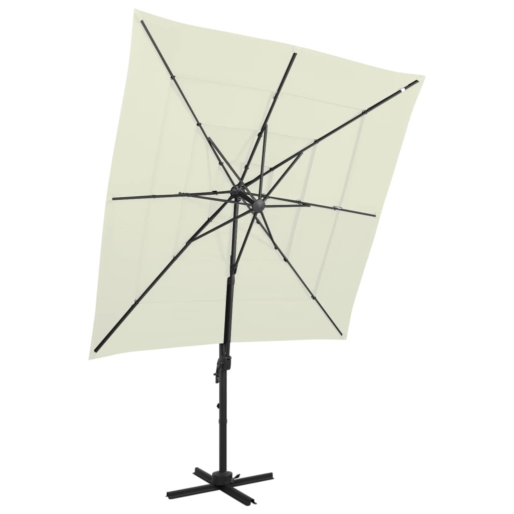 Garden Parasol | Sand | Polyester | 4-Tier | Foldable | Garden Parasol