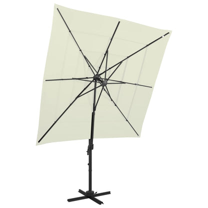 Garden Parasol | Sand | Polyester | 4-Tier | Foldable | Garden Parasol
