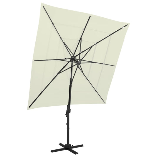 Garden Parasol | Sand | Polyester | 4-Tier | Foldable | Garden Parasol