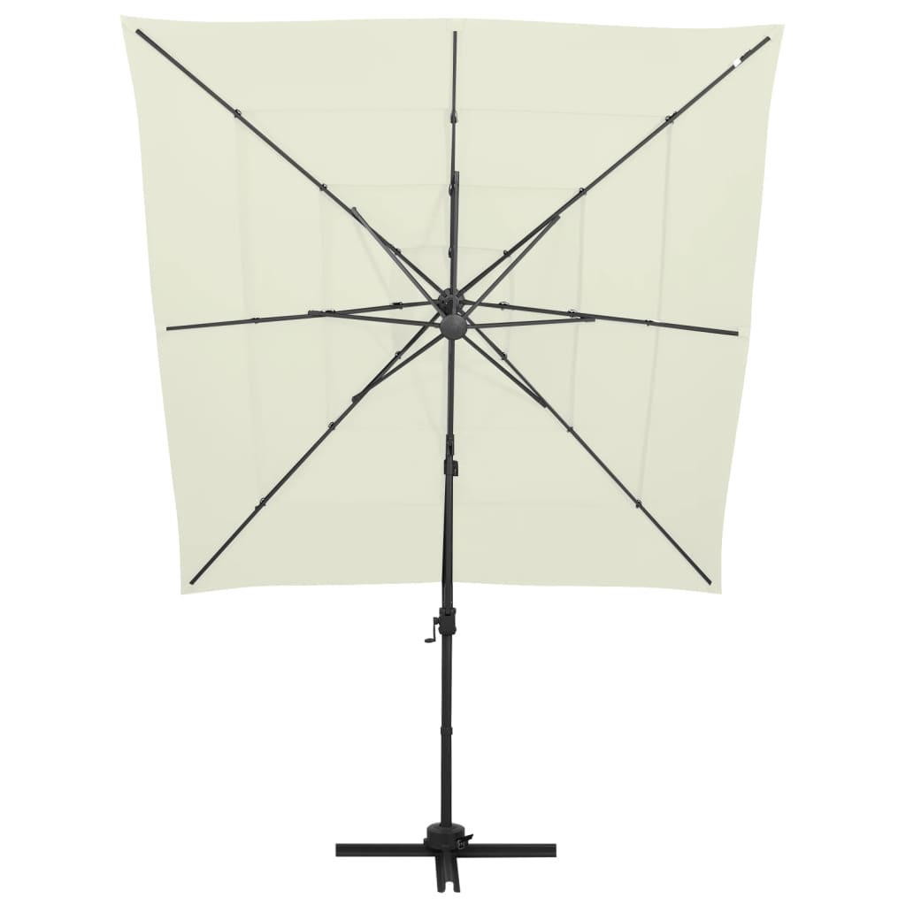 Garden Parasol | Sand | Polyester | 4-Tier | Foldable | Garden Parasol