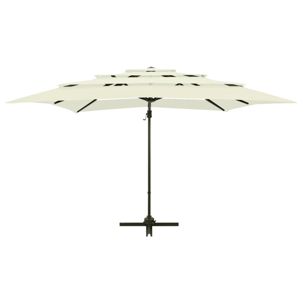 Garden Parasol | Sand | Polyester | 4-Tier | Foldable | Garden Parasol