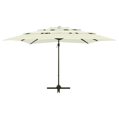 Garden Parasol | Sand | Polyester | 4-Tier | Foldable | Garden Parasol