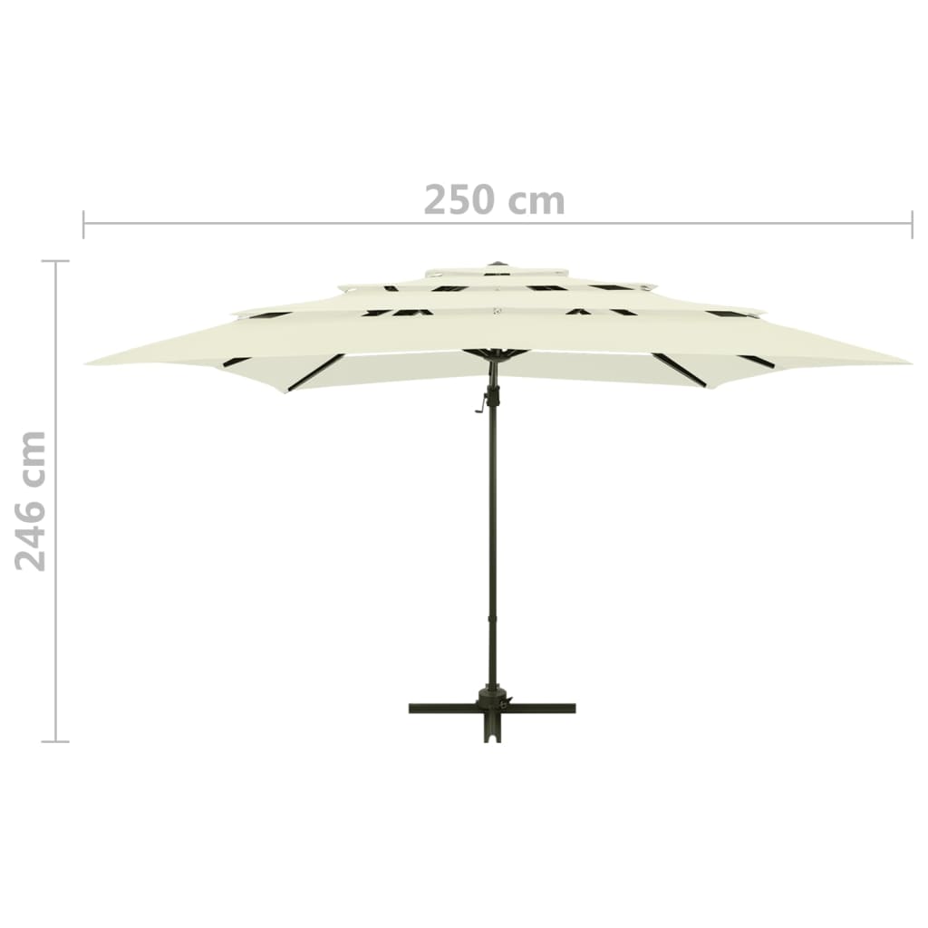 Garden Parasol | Sand | Polyester | 4-Tier | Foldable | Garden Parasol