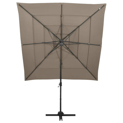 Garden Parasol | Taupe | Polyester, Powder-coated Aluminium | Large