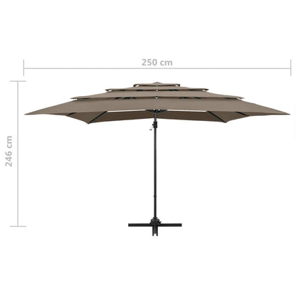 Garden Parasol | Taupe | Polyester, Powder-coated Aluminium | Large