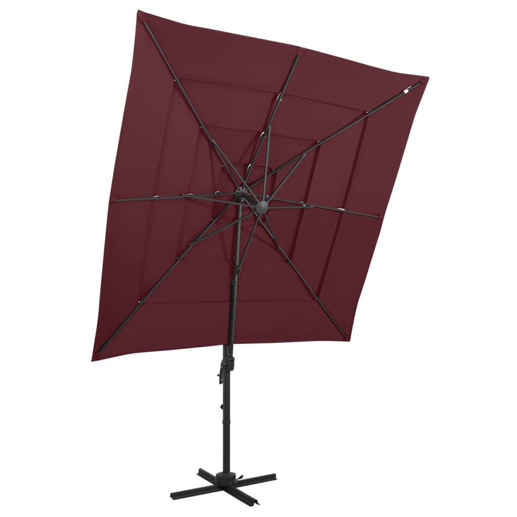 Garden Parasol | Bordeaux Red | Polyester | Large | Foldable