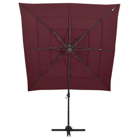 Garden Parasol | Bordeaux Red | Polyester | Large | Foldable