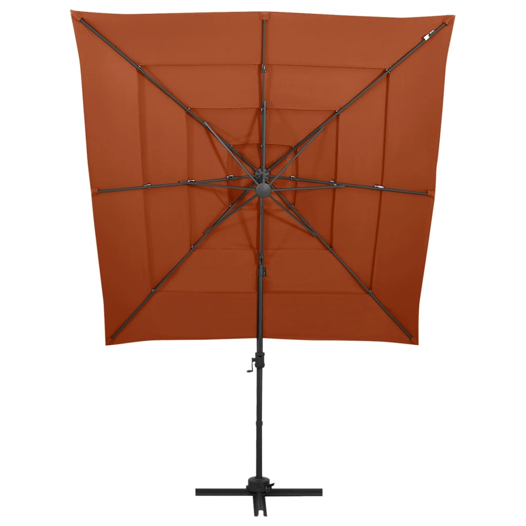 Garden Parasol | Terracotta | Polyester, Powder-Coated Aluminium | Large