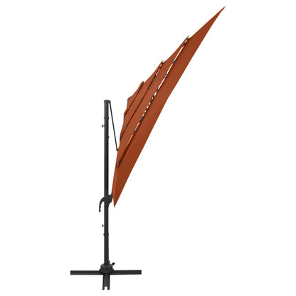 Garden Parasol | Terracotta | Polyester, Powder-Coated Aluminium | Large