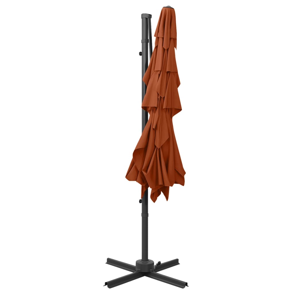 Garden Parasol | Terracotta | Polyester, Powder-Coated Aluminium | Large