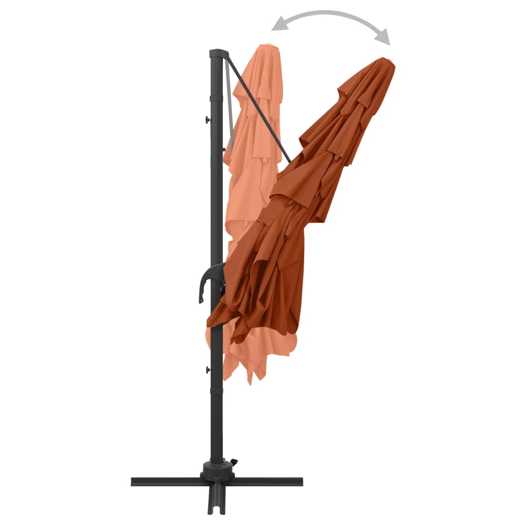 Garden Parasol | Terracotta | Polyester, Powder-Coated Aluminium | Large
