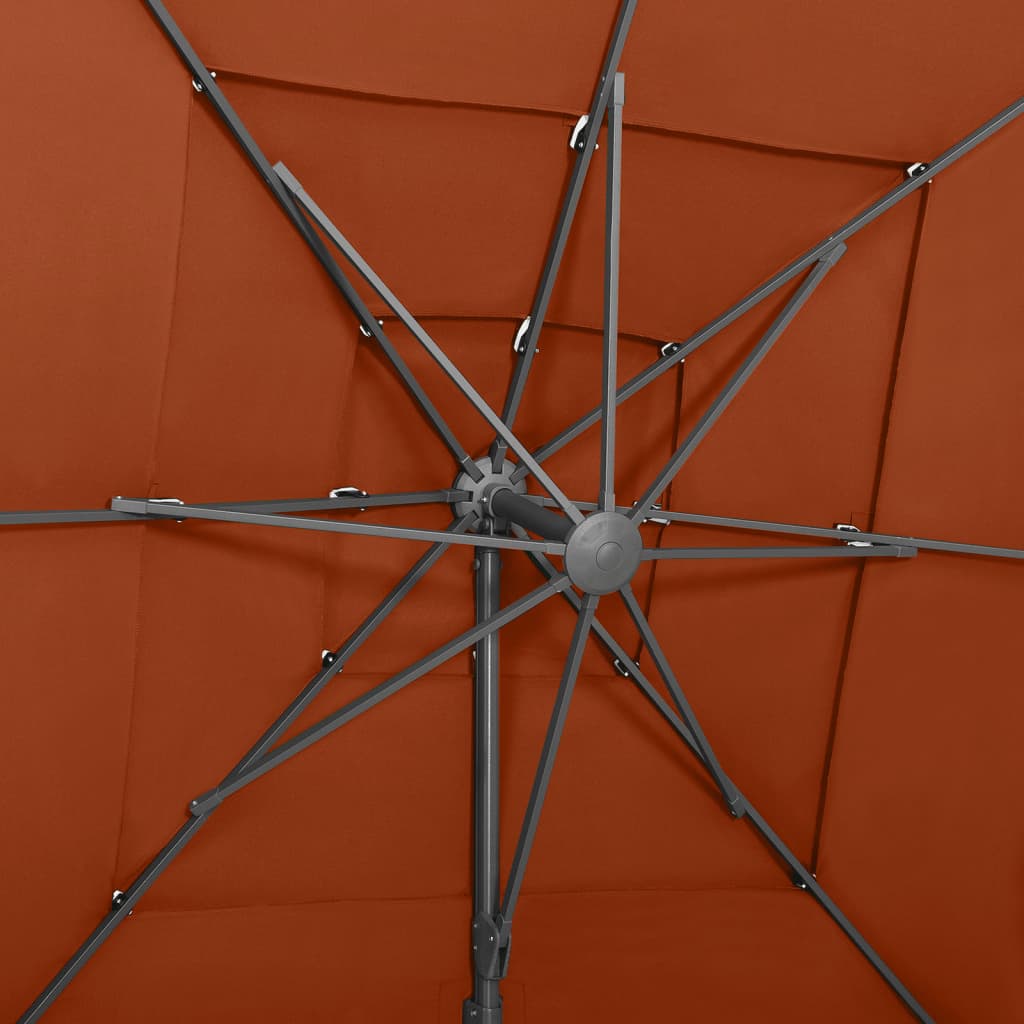 Garden Parasol | Terracotta | Polyester, Powder-Coated Aluminium | Large