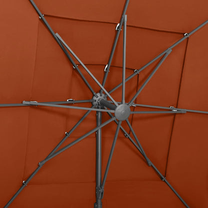 Garden Parasol | Terracotta | Polyester, Powder-Coated Aluminium | Large