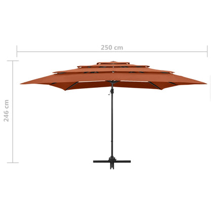 Garden Parasol | Terracotta | Polyester, Powder-Coated Aluminium | Large