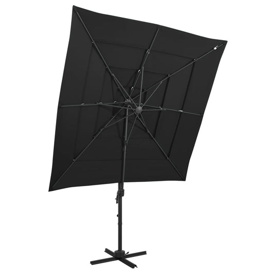Garden Parasol | Black | Polyester | Large | Foldable | Garden Parasol
