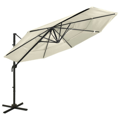 Garden Parasol | Sand | Polyester, Powder-Coated Aluminium | Large