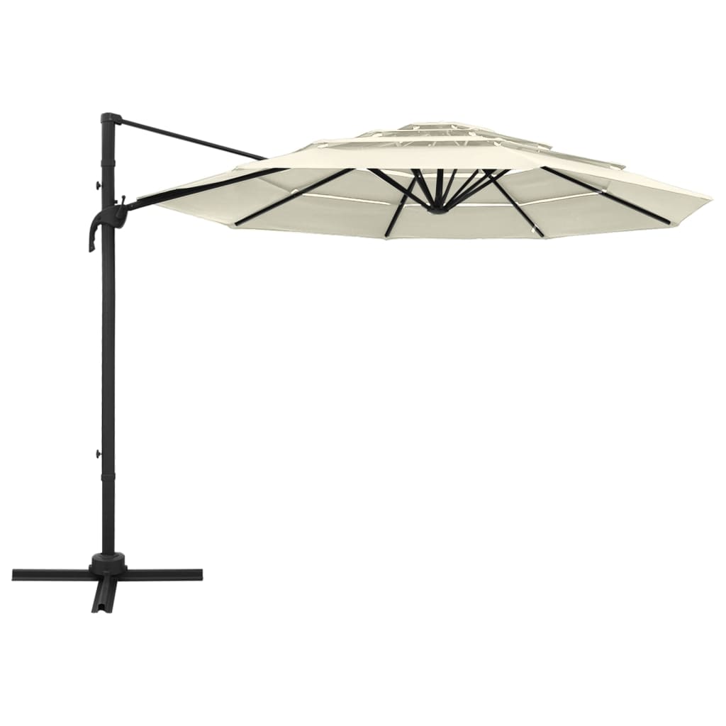 Garden Parasol | Sand | Polyester, Powder-Coated Aluminium | Large