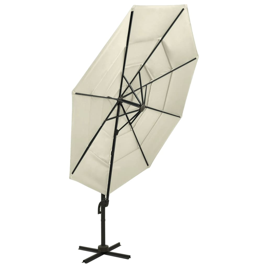 Garden Parasol | Sand | Polyester, Powder-Coated Aluminium | Large