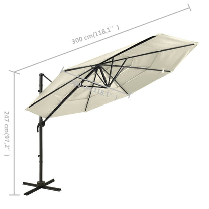 Garden Parasol | Sand | Polyester, Powder-Coated Aluminium | Large
