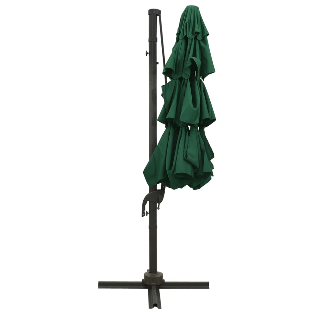 Garden Parasol | Green | Polyester | 3x3 m Large | Foldable